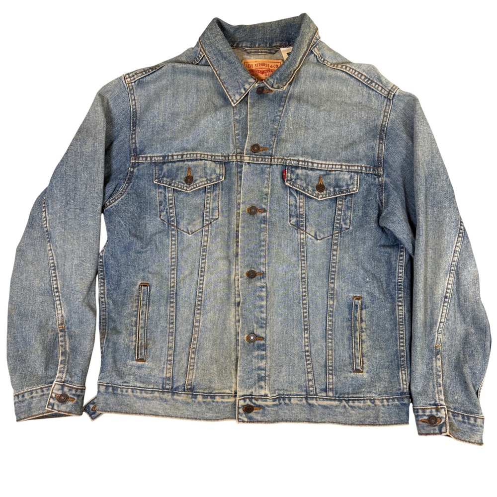 Levis 70507 Standard Trucker Denim Jacket Light Wash Blue XL Mens 100% Cotton